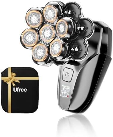 Ufree 7D Rotating Head Shaver for Bald Men, Magnetic Detachable Head Shaver, IPX7 Waterproof Wet or Dry Electric Razor for Men, LED Display Rechargeable Shaving with Type-C Charge, Mens Gifts