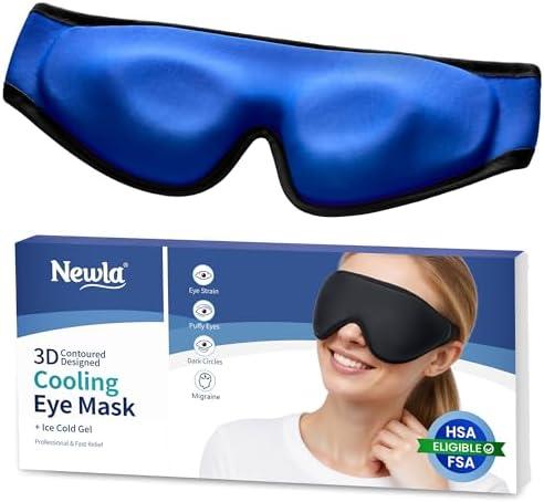 Cooling Gel Eye Mask for Puffy Eyes, Larger Full-Eye Cold Compress for Swelling, Ice-Cold Therapy, Forehead & Upper Cheek Cooling Relief, Reusable Headache and Migraine Mask, FSA Eligible HSA, Black