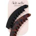 Kitsch Banana Hair Clips for Women, Cute & Stylish Banana Clip for All Hair Types - Black & Tortoise, 2 Pcs