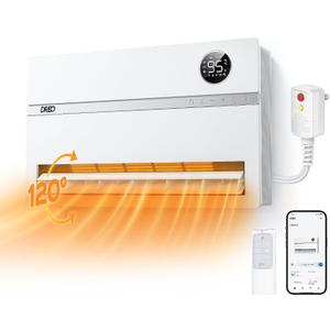 DREO Wall Heater for Bathroom, Smart Space Heaters with ALCI Plug, 1500W, 120 Vertical Oscillation, Adjustable Thermostat, 24H Timer, Easy Installation Electric Heater for Indoor use, Bedroom, Office