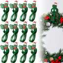 12 Pack Christmas Garland Hangers for Mantle, Reusable Silicone Stocking Holders for Fireplace, Door Frame & Stairways, Large-Sized for Wreath and Christmas Party Decoration (Green)