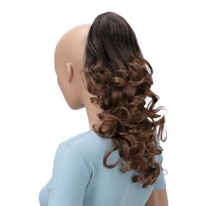 16" Hairpiece Ponytail Clip On Extension Voluminous Wavy Ombré Brown Mix