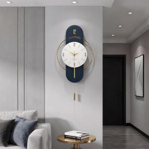 Cuspin Modern Wall Clock with Pendulum, Decorative Clocks for Living Room, 16.5*33