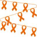 VitalCozy 10 Pcs Ribbon Awareness Banner 13.1 ft Ribbon Garland Cancer Awareness Decor Cancer Free Decorations for Society Events Groups Fundraisers Party Supplies (Orange)
