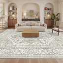 Area Rugs for Living Room - 9x12, Boho Non-Slip Low Pile Carpet Machine Washable Rugs for Bedroom, Farmhouse, Office, Dining Room (Beige)
