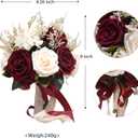 Bride Bouquets for Wedding Burgundy Artificial Flowers Roses Tossing Bouquet for Bridesmaid for Wedding Ceremony Anniversary