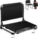Stadium Seats with Back Support, 2 in 1 Folding Chairs with Shoulder Strap,Portable Bleacher Seats with Non-Slip Foot,Wide Stadium Chairs for Sports Events Outdoor Camping (Black)
