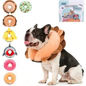 KOOLTAIL Inflatable Dog Cone Collar, Soft Donut E Collar for Dogs After Surgery to Stop Licking Enhanced Alternative, Blow Up Pet Neck Pillow Recovery Adjustable Cone for Dog Cat, Upgrade Size, Lion M