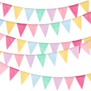 Tatuo 100 Pcs Pastel Pennant Flags Bunting Banner Pastel Fabric Triangle Flag Garland for Birthday Bridal Party Multicolored Decoration Hanging on Wall Ceiling Window (Mixed Color)