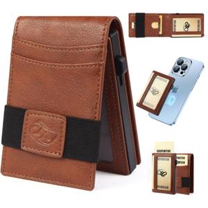 Wallet for Men, 2 In 1 Detachable Wallet with Pop Up Card Holder, Aluminum RFID Blocking Minimalist Wallet, 9-12 Card Capacity | ID Window | Cash Slot (Brown)