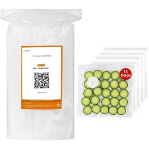 15 Pcs 12x13 Reusable Vacuum Sealer Freezer Bags with Air Valve for Food Storage and Preservation, for Leftover Save, Meal Prep, Sous Vide Cook, Outdoor BBQ. BPA Free, Dishwasher Safe Microwavable