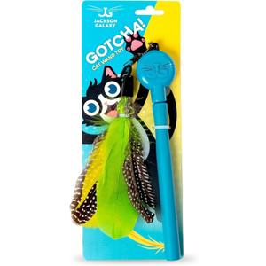 Jackson Galaxy Gotcha! Cat Wand Toy - Retractable Cat Toy for Engaging Play - Telescoping Wand with Natural Feathers for Indoor Cats - Foundational Tool for Cat Wellness and Interactive Bonding Play