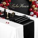 12 Pack Satin Table Runner Black, Purple Table Runners Long Bright Silk and Smooth Fabric 12 x 108 Inch for Wedding Party New Years Holiday Table Decoration