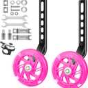 BNKIHDD Adjustable Bike Training Wheels for Kids – Mute Flash Wheels, Compatible with 12 14 16 18 20 inch Single-Speed Bikes Pink