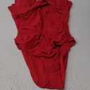 B2prity Women's Underwire One Piece Swimsuit Tummy Control Ruched Bathing Suit Criss Cross V Neck Swimwear (Large, Red)