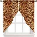 Valances for Windows, Leopard Print Animal Skin Texture Rod Pocket Blocking Swag Valance Curtains for Kitchen Bathroom Cafe, 2 Panel 28x36in Wild Style