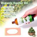 30Pcs Adhesive Castor Oil Patch with 7oz Organic Castor Oil Cold Pressed, Cotton Caster Oil Pack Wrap for Waist Back Neck Arm Belly