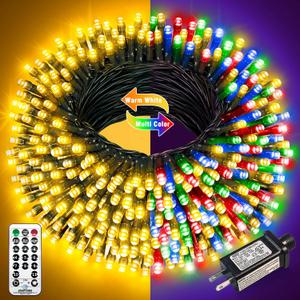 100FT 300 LED Color Changing Christmas Lights, Warm White & Multicolor Christmas Tree Lights with Remote, Waterproof Connectable String Light Outdoor Indoor for Party Garden Xmas Tree Decorations