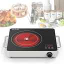 VBGK Electric Cooktop, 110V Touch and Knob Electric Stove Top, 1800W Single Burner With Handle, 9 Power Levels, Kids Safety Lock & 4H Timer, Portable, Black