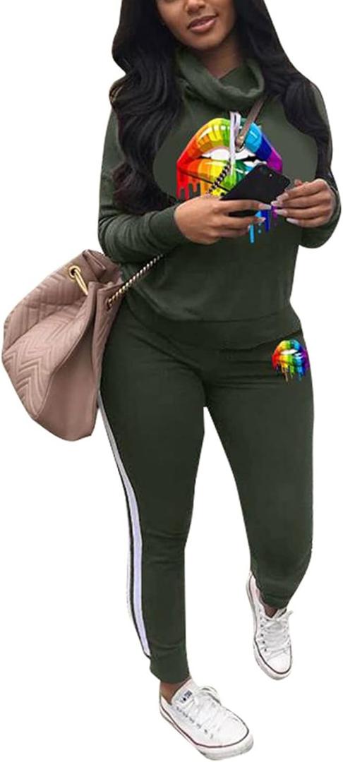 Angsuttc Women's Casual 2 Piece Tracksuit Outfits Long Sleeve Pullover Sweatshirt Jogger Pants Sweat suits Set (Large)