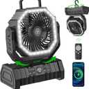Rechargeable Camping Fan with LED Lantern, 20000mAh Auto-Oscillating Battery Operated Desk Fan with Remote&Hook, 8” Portable Fan for Picnic Fishing RV Jobsite Workshop Power Outages Hurricane(Black)
