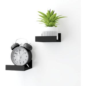 Small Black Floating Shelves for Wall Decor, Wall Mounted Wood Shelf for Bedroom, Living Room, Bathroom, Kitchen, Nursery, Mini Display Ledge Shelf with Lip Set of 2-4 Inches, Black
