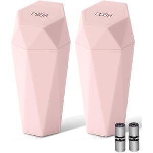 HOTOR Car Trash Can with Lid - 2 Pack, Car Accessories for Interior, Leakproof Vehicle Garbage Can with 30 Attached Trash Bags, Multipurpose Organizers and Storage for Home, Office, Pink