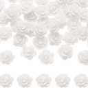 uxcell 50 Pcs White Resin Rose Flower Beads, 10mm Flatback Flower Charm Opaque Carve Rose Beads No Hole for DIY Jewelry Making Nails Sunglasses Hair Clip (Small Size)