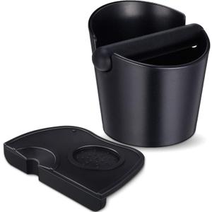 Set of 2 Pieces Espresso Knock Box and Coffee Tamper Mat Reliable Barista Tools with Removable Knock Bar Non-slip Base Food Safe Silicone Espresso Tamper Mat for Barista Bar Shop Worktop