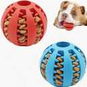 Dog Enrichment Puzzle Treat Ball  Interactive Chew Toy & Slow Feeder for Mental Stimulation, Training, Dental Health & Fetch, Durable BPA-Free Toy for Dogs, Large, 2-Pack (Red & Blue)
