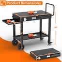 Portable Grill Table for Blackstone Griddle, Outdoor Grill Cart with Wheels, Griddle Stand Fit 17 Inch 22 Inch Ninja Griddle, Folding Table with Caddy for Outside Patio, Kitchen Cooking Prep Table