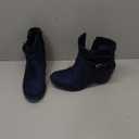 Women's Mid Calf Boots,Round Toe Comfort Low Heel Slouchy Dress zip booties with Jeweled strap Size 8.5