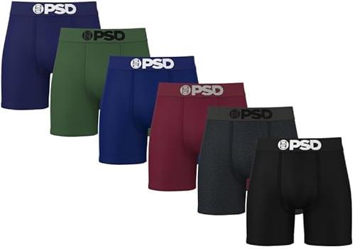PSD Underwear Mens Boxer Briefs - 6 Pack Cotton Boxer Briefs, Mid Length, Soft & Breathable Boxer Briefs for Men Medium