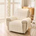Recliner Cover for Lazy Boy Recliner Chair Covers,30Inches Washable Quilted Recliner Chair Covers with Side Pockets, White Furniture Protector for Pets/Kids