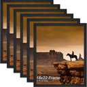 A PLUS MAX 18x22 Picture Frame Set of 6, Black Engineered Wood Frame for 18 x 22 Inch Picture Poster Photo, Light Weight 18 by 22 Frame with Wood-grain for Wall - 6 Pack/Black/18 x22