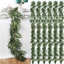 6 Pcs Artificial Eucalyptus Garland, 5.91 Feet Faux Greenery Artificial Hanging Fake Leaves Vines for Wedding Backdrop Arch Table Wall Party Home Mantle Decor(Eucalyptus Willow Leaves)