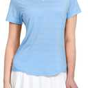 MIER Women's Golf Polo Shirts Collarless Short Sleeve Tennis Running T-Shirts V-Neck Cooling Summer Tee