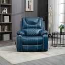 ERYE Oversized Electric Power Lift Recliner Chair for Elderly W/Massage and Heat, Infinite Positions 2 Remote Controllers Faux Leather Upholstered Recliner&Armchair W/Side Pockets & Cupholders (Blue)