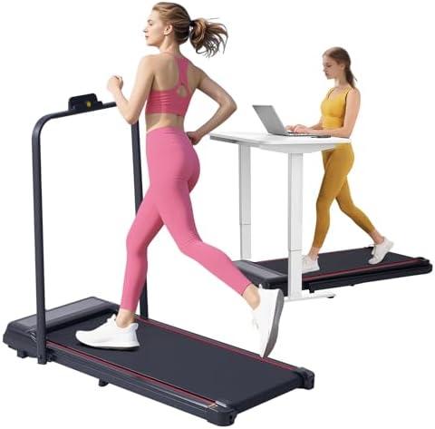 Walking Pad with Handle Bar, 3.0HP Walking Pad Treadmill with Handles, 3 in 1 Portable Under Desk Treadmills for Home Small Space, Foldable Folding Home Treadmill with Remote Control, 300LBS Capacity