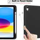 ProCase for iPad (A16) 11th Generation 11 Inch 2025/ iPad 10th Generation 10.9 Inch 2022 Case with Pencil Holder, Hybrid Cover with Soft TPU Back, Supports Touch ID, Auto Wake/Sleep -Black