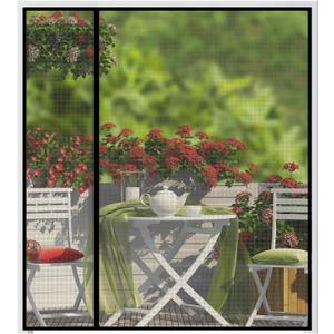 Magnetic Screen Door Fits Door Size 70" x 96", Screen Size 72" x 97", Reversible Left Right Quarter Opening,Top Middle Anti-Tearing Mesh Net Curtain with Magnet,Black