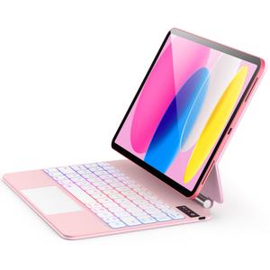 For iPad (A16) 11th &10th generation Case with Keyboard,Backlight Multi-Touch Trackpad for iPad 11th Gen 2025 11 inch&10th Gen 2022 10.9 inch, Magic-Style with Floating Cantilever Stand,T-Pink