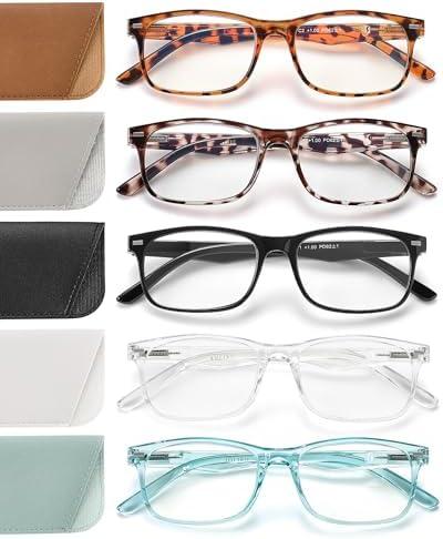 JOLISU 5 Pack Reading Glasses for Women, Spring Hinges Lightweight Readers Glasses,Blue Light Reading Glasses Anti Eyestrain