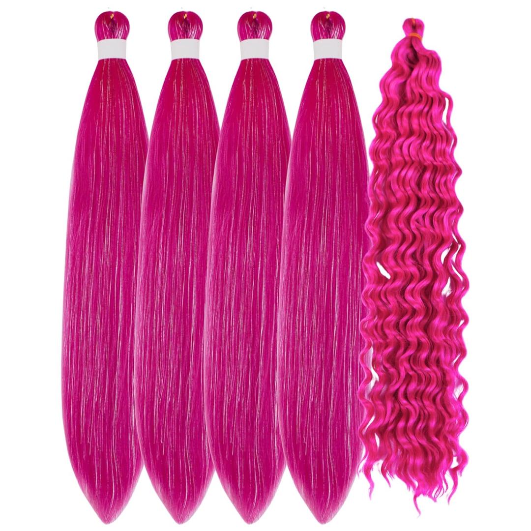 Magenta Pink Tinsel Braiding Hair Extensions Pre stretched Boho Hair for Braiding Curly Deep Wave Crochet Braids Prestretched Synthetic Hypoallergenic Ez Braid Anti Itch (26 Inch) Magenta Pink Tinsel Braiding Hair Extensions Pre stretched Boho Hair for Braiding Curly Deep Wave Crochet Braids Prestretched Synthetic Hypoallergenic Ez Braid Anti Itch (26 Inch)