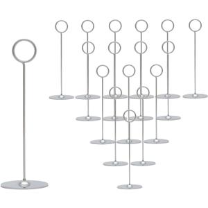 Urban Deco 16 Pieces Table Card Holder 8 Inches Silver Place Steel Card Holders for Photos, Food Signs, Memo Notes, Weddings, Restaurants, Birthdays