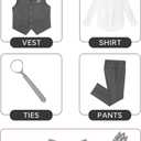 Boys' 6-Piece Formal Slim Fit Suit Set, Vest, Pants, Dress Shirt, Tie, Pocket Square, and Bow Tie (Black, Size 14)