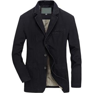 Men's Blazer Casual Suit Jacket Cotton Sport Coat Regular Fit Autumn Busniess Jackets (Medium, Black)