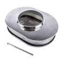 TEKKOAUTO 12" Oval Full Finned Air Cleaner Polished Aluminum Replacement for 5-1/8” Carburetors