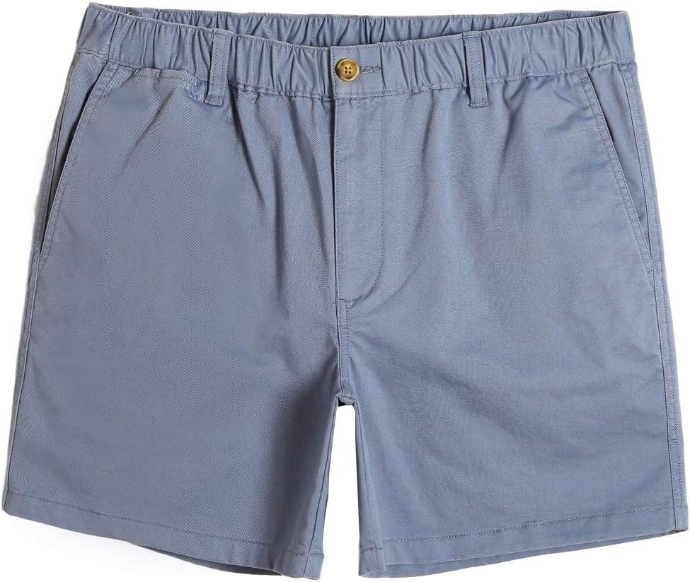 maamgic Men's Classic-fit 5.5" Cotton Casual Shorts Elastic Waistband with Multi-Pocket Daily Wear Walking Summer Outfit (33, Blue)
