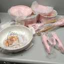 Astercook 21 Pcs Pots and Pans Non Stick Ceramic Cookware Set, Detachable Handles, RV Kitchen Cooking Set, Oven Safe, Induction Ready, Stackable, Pink